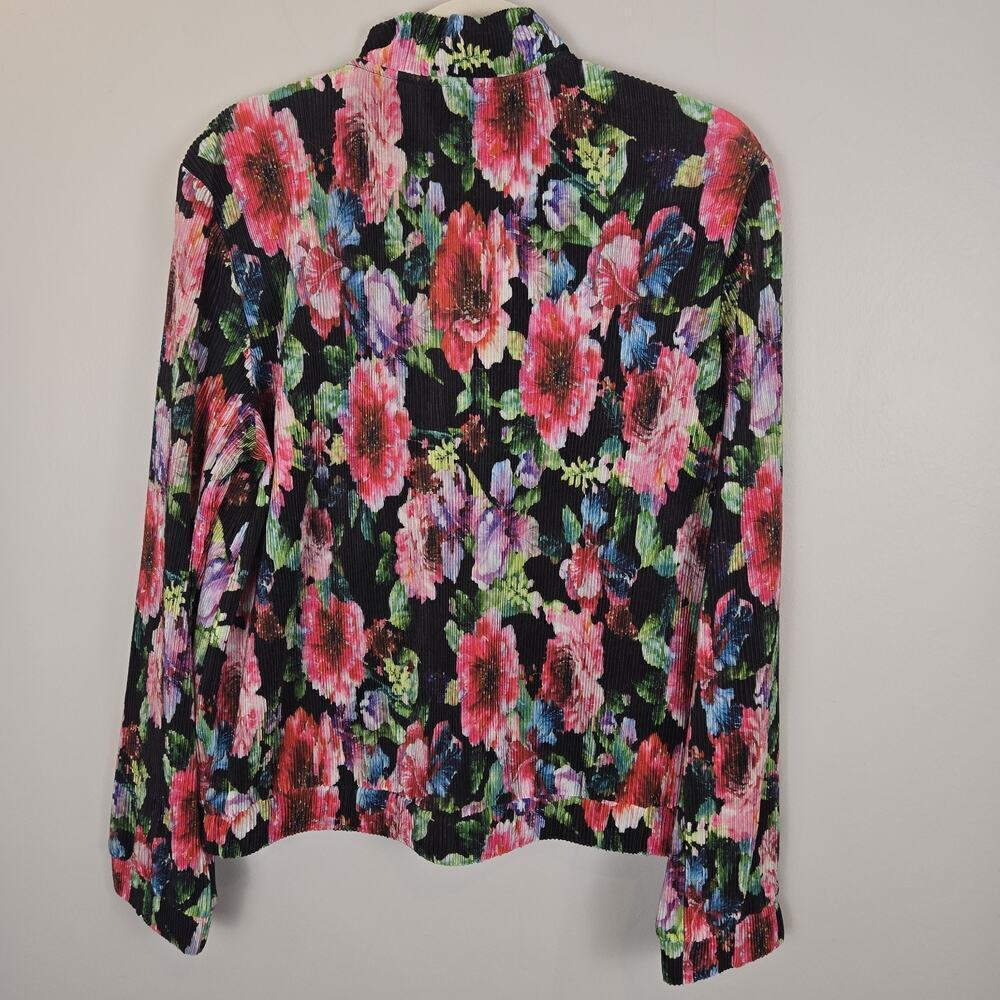 Soho Floral Print Pleated Zip-up Jacket LARGE Farmhouse Cottage Peasant Lightwei - Picture 7 of 8